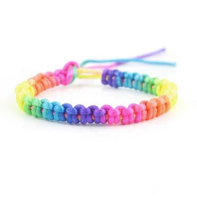 China Wholesale Ethnic Handmade BOHEMIA Rainbow Color Rope Friendship Braided Bracelet For Girls for sale