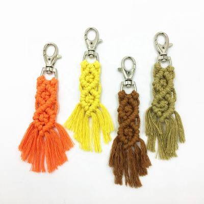 China Hot Selling Bohemia Handmade Bohemia Braided Multi Color Cotton Rope Couple's Key Chain Pendant Bag for sale