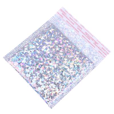 China Colorful Shockproof Waterproof Tearproof Fashion Customized Logo Bubble Mailing Envelope Makeup Mailing Packaging Air Holographic Mailer Bag for sale