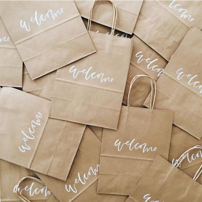 China Wholesale Custom Recyclable Manufacturer Printing Logo Fancy Party Thank You Personalized Paper Bag Wedding Favor Gift Bag With Handles for sale