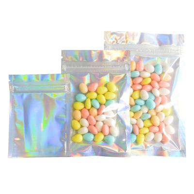 China Iridescent Moisture Proof Zipper Lock Bags Cosmetic Plastic Iridescent Pouches Laser Makeup Bags Hologram Zipper Bags for sale