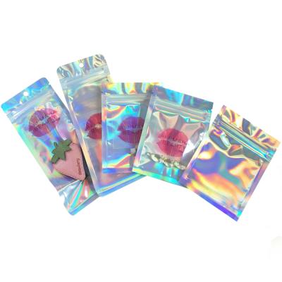 China Custom Resealable Transparent Cosmetic Holographic Packaging Holographic Bag Moisture Proof Makeup Zipper Pouch Lock Bag Holographic Bag for sale