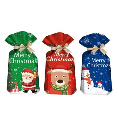 China Christmas Cookies/Party Candy Gift Wrapping Luxury Gift Bags Flat Foil Pouch Christmas Drawstring Pouch Gift Storage Santa Cookies Bags for sale