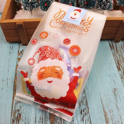 China Disposable Christmas Candy Packaging Flat Santa Cookie Bag Pouch Pastry Cookie Bag for sale