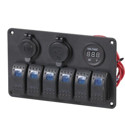 China Electrical Equipment 4 Gang Marine Rocker Switch Panel With Voltmeter Carling ARB Height Switch for sale