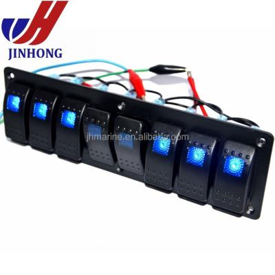 China Electronic/Marine/Jeep/Boat Waterproof Aluminum Panel 8 Strip 12V LED Rocker Switch Light for sale