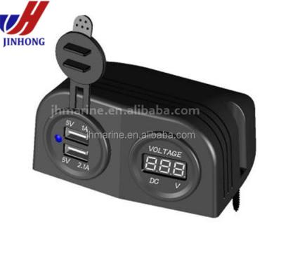 China Industrial Automotive DC 3.1 Amp USB Socket Car 2 Port Tenting Digital Voltmeter and 12 Volt Ammeter for sale