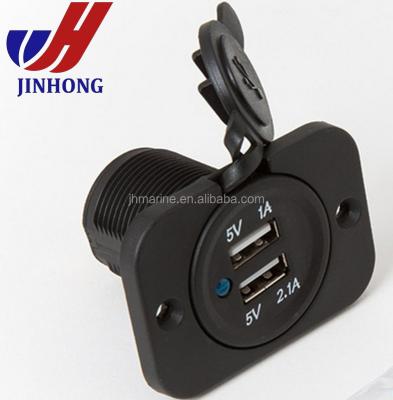 China ABS Plastic& DC5V 2.1A 1A Metal Dash Mount USB Port With Cap for sale