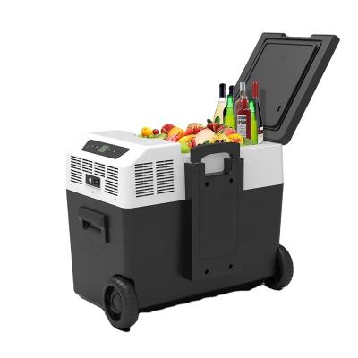 China 50L Low Power Consumption Car Fridge Freezer Camping FROZEN Cooler with Wheels for Picnic Hunting Fishing for sale