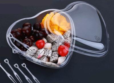 China 400g Heart Shaped Transparent Fruit Container Disposable Strawberry Salad Packaging for sale