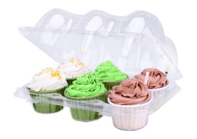 China 6PCS Muffin Cupcake Boxes Transparent Disposable Plastic Thickened Blister Containers for sale