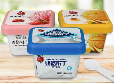 China IML Printing Square Ice Cream Cups 110ml Plastic Yogurt Pudding Cup L70 X W70mm for sale