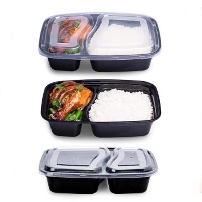 China 1000ml 1200ml Europe Style PP Food Trays Two Compartment With Lid Waterproof for sale