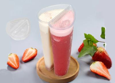 China 600ml 20 Oz Heart Shape Plastic Milk Tea Cup Food Grade PP New Material for sale