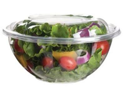 China 32 Oz 950ml PET Round Disposable Salad Boxes 8.0cm Height Non Off Smell for sale