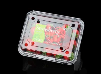 China Clear Holding Cherry 800ml Rectangular PET Fruit Box for sale