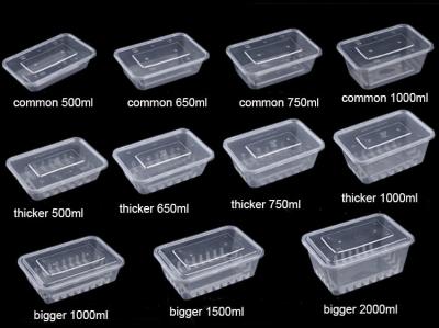 Cina Scatola asportabile eliminabile microwaveable rettangolare di bento della scatola di pranzo del contenitore di alimento pp in vendita