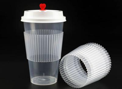 China Tenedores fríos y calientes de calor de los PP de la funda transparente disponible de la taza del aislamiento del café de la leche del té de la taza plástica de papel de las bebidas en venta