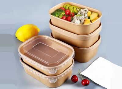 Cina Riso di carta rettangolare Bento Salad Takeaway Boxes di Brown in vendita