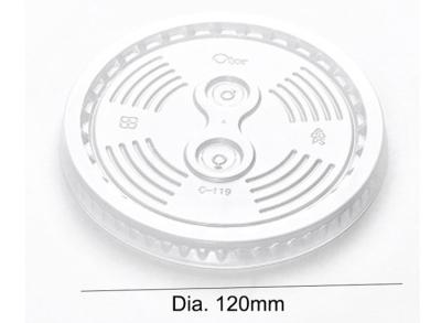 China Double Hole Transparent PET Disposable Plastic Lids 120mm for sale