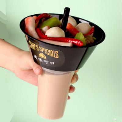 Chine Les bols et les tasses en plastique jetables populaires de dessert arrondissent avec Straw Hole à vendre