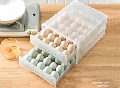 China Caja de almacenamiento plástica de los huevos del refrigerador de las capas de doble rectangular en venta