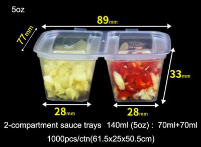 China 2 Compartment Portion Trays Disposable Sauce Cups PP Injection Process for sale