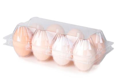 China 8 Eggs Food Grade Hinged Lid Clear Plastic Egg Cartons Customized Size / Shape for sale