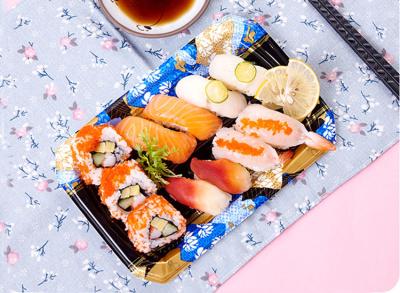 Chine La catégorie comestible SE COGNE forme jetable de rectangle de plateaux de sushi de rectangle à vendre