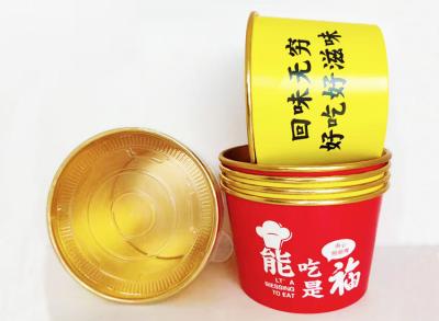 China Gold Foil Silver Foil Paper Salad Bowl Paper Disposable Soup Cups With Lid Takeout Food Lunch Box Noodles Paper Containe for sale