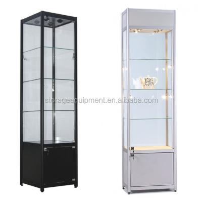 China Elegant Exhibit Display Showcase Glass Showcase Cabinet With LED Lights for sale