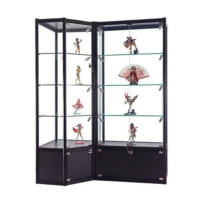 China Modern Silver Glass Exhibition Display 2021 Showcase Cabinet With Double Glass Doors And Spotlight for sale