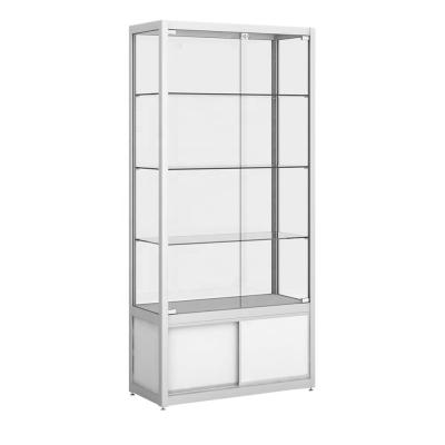 China Showroom Tempered Glass Main Material And Frameless Glass Jewelry Display Cabinet for sale