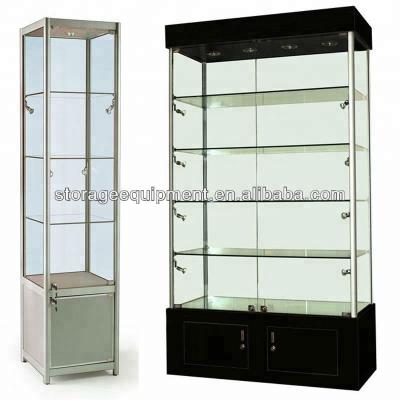 China Glass Display Showcase Glass Display Showcase And Tower Freestanding Aluminum Display Cabinet for sale