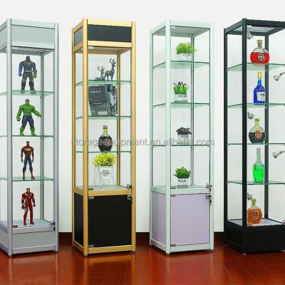 China Aluminum Glass Trophy Store Cabinet Display Showcase Design Upright Glass Display Cabinets for sale