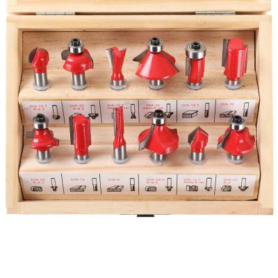 China Carving Wood 12PCS Router Bits Set Tool Kit with Carrying Case Woodworking Tools CNC Router Bits Milling Cutter for Wood Router Bits for wood for sale