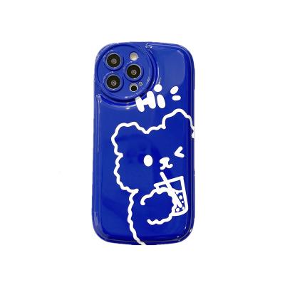 China Cute bear 13pro milk tea drink apple 12 shockproof cartoon suitable for soft shell X apple 11 mobile phone iPhone13 transparent shell for sale