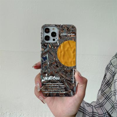 China Ins shockproof cold wind applies to Apple 14promax corrugated tin foil phone case iPhone11/12 plated 13pro for sale