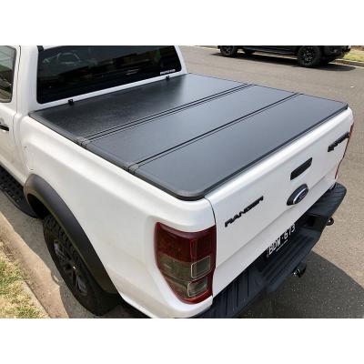 China Tailbox Custom-Fit Pickup Truck Tonneau Covers For Ford Ranger Raptor Aluminum Triple Rear Box Cover Canopy Truck Bed Protector for sale