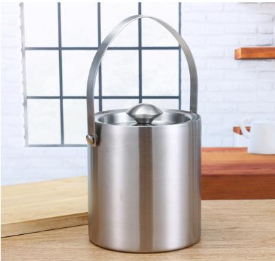 China Viable Insulation Ice Bucket Stainless Steel Ice Bucket Thickening Handle Ice Bucket With Red Cover Beer Barrel Barrel Bar for sale