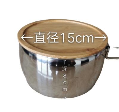 China Round Bamboo Freshness Keeping Cover Stainless Steel Food Bowl for sale