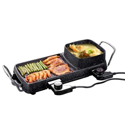 China Wholesale Nonstick Outdoor Multifunctional Electric Grill Factory BBQ Pans Electric Griddle With Hotpot Roasting Teppanyaki High Quality Pan for sale