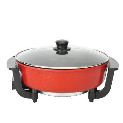 China Non-Stick Outdoors 2020 Hot Big Tour Form Multifunctional Electric Wok Pan Hotpot Easy Clean Pans With Glass Lid for sale