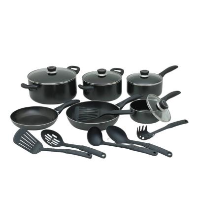 China Sustainable Aluminum Cooking Pot Set 16pcs Nonstick Coating With Kitchen Utensils Cookware Sets Multipurpose Cooker For Induction Cassers for sale