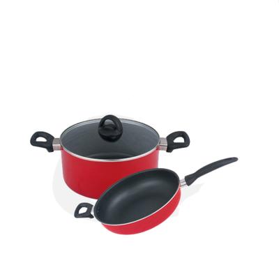 China Durable aluminum heatproof paint pans nonstick coating fry pan and saucepot cookware set 2020 hot new products for sale