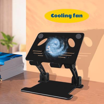 China Freefeng Foldable Cell Phone Stand Tablet Stand with Cooling Fan, Angle and Height Adjustable Desk Phone Holder for sale