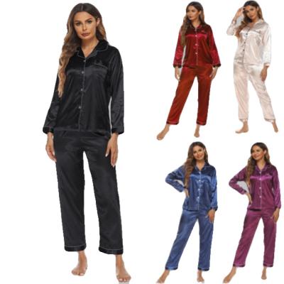 China QUICK DRY pajamas for women set custom logo poly satin silk pajamas set women for sale