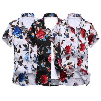 China Anti-pilling 2020 plus size wholesale men's short sleeve printed casual formal office tuxedo shirts custom made shirts 100% cotton shirts for men for sale