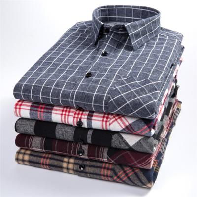 China Wholesale Hot Autumn Men's Anti-pilling Spring Long Sleeve Checked Shirts Plaid Long Sleeve Thick Shirt 100% Cotton Shirts Men for sale