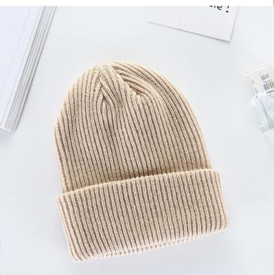 China 2021 new custom logo hat knitting warm custom autumn and winter embroidery barred hat for sale